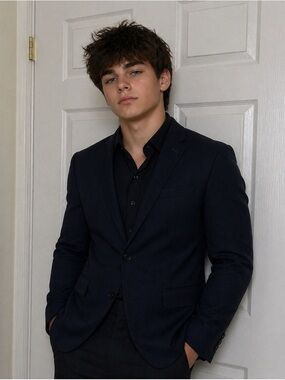 Calvin Klein Boys Men's Navy Blue Suit Blazer - Classic Tailored Fit Husky Sz 16